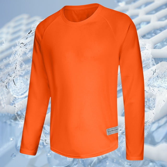 AherBiu Mens Long Sleeve Tops Crewneck Sun Protection Quick Drying Athletic Outdoor Breathable T Shirts