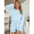 thumbnail image 1 of Topcobe Women' s Long Sleeve Solid Color Lounge Wear Set, S-3XL Blue, 1 of 7