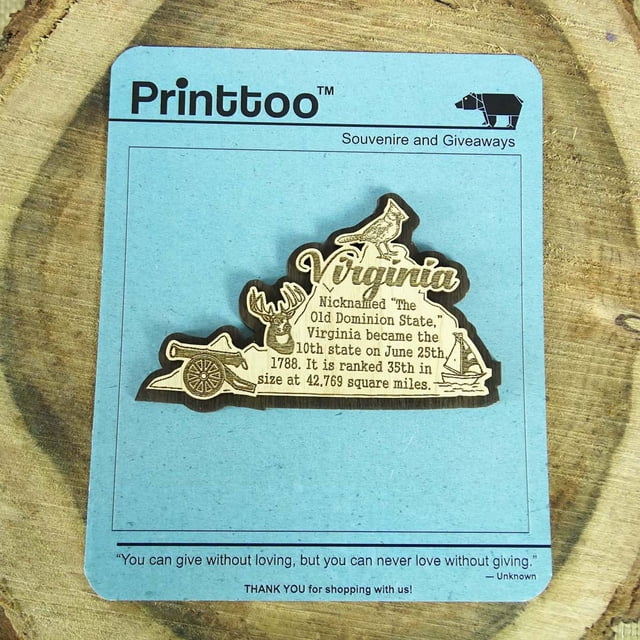 USA Virginia State Map Wooden Magnet Souvenir Fridge Magnet Gift