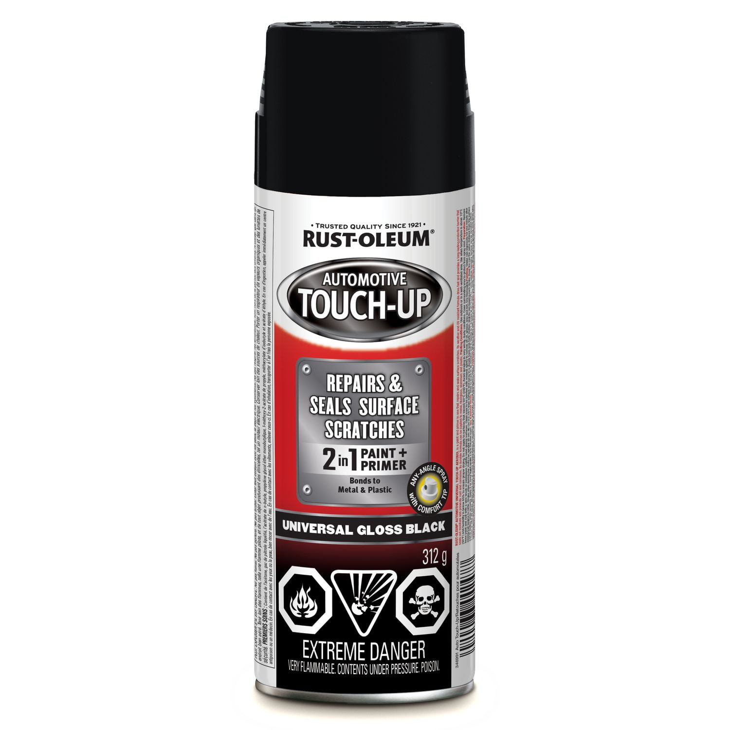 Peinture en aérosol retouche universelle Rust-Oleum Automotive Noir brillant universel 312g