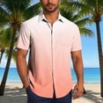 thumbnail image 2 of Pisexur T Shirts for Man , Chemise Décontractée Mode Homme Col Rabattu Impression Dégradée Manches Courtes Bouton Rouge Melon D\'eau, Chemises de Golf Homme & Chemises Homme, 2 of 7