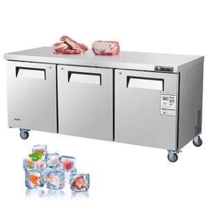 VEVOR Commercial Congélateur Prép Table en acier inoxydable 72 porte triple de pouce