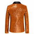 thumbnail image 3 of Burnt Orange Work Office Formal Date Night Evening Elegant Rave Button Jackets for Mens Winter Fall Sequin Sparkly Glitter Plain Jacket Blazer Coats Man 2025 Clothing M, 3 of 3