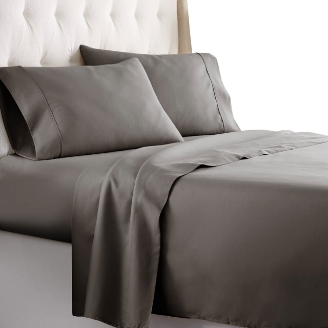 HC COLLECTION Queen Sheet Set - Deep Pocket Bed Sheets - Extra Soft & Breathable - 4 PC Set Easy Care Machine Washable - Cooling Gray Sheets