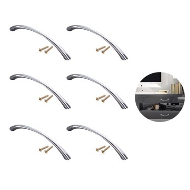 10pcs Arc Shaped Ceramic Kitchen Cupboard Cabinet Drawer Door Knobs Pull Handles (Chrome)
