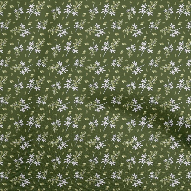 oneOone Polyester Spandex Forest Green Fabric Kids Floral Craft Projects Decor Fabric Printed By The Yard 56 Inch Wide
