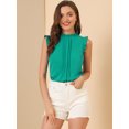 thumbnail image 3 of INSPIRE CHIC Blouse Haut Plissé Sans Manches à Col Ras du Cou à Volants pour Femme, 3 of 6