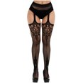 thumbnail image 2 of Qertyioot Collants Mode Leggings Unis Pantalons Dentelle Grande Taille Bas Résille Bas en Filet, 2 of 3