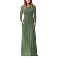 thumbnail image 1 of Leutsin Robe Longue Maxi pour Femmes à Manches Longues, Aguichant, Grande Taille, Ample, Unie, avec Poches, 1 of 6