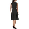 thumbnail image 3 of INSPIRE CHIC Robe Sans Manches pour Femme à Fermeture Éclair, Ceinturée, Coupe Ajustée et Évasée, Robe Midi de Bureau, m Noir, 3 of 6
