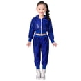 thumbnail image 1 of Sunnyoo Girls Shiny Sequins Outfits Long Sleeve Tops Pants Performance Party Dance S 2 Piece Clothes Set, 1 of 7