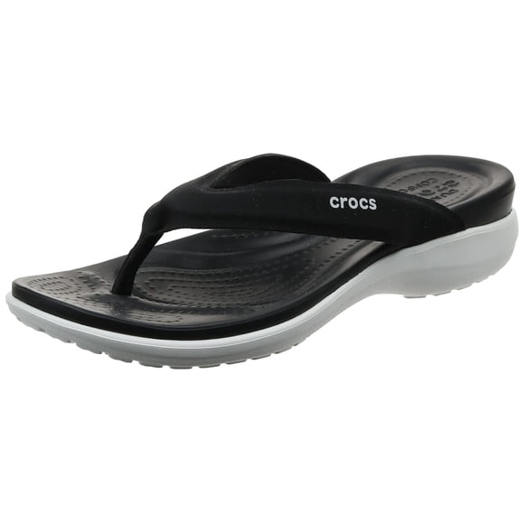 Crocs Tongs Sport Capri V pour Femmes / Sandales Décontractées et Confortables pour Femmes, Noir, 9 US Femmes