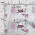 thumbnail image 1 of oneOone Georgette Viscose Pink Fabric Stamps & Direction Compass Travel Craft Projects Decor Fabric Printed By The Yard 42 Inch Wide, 1 of 4