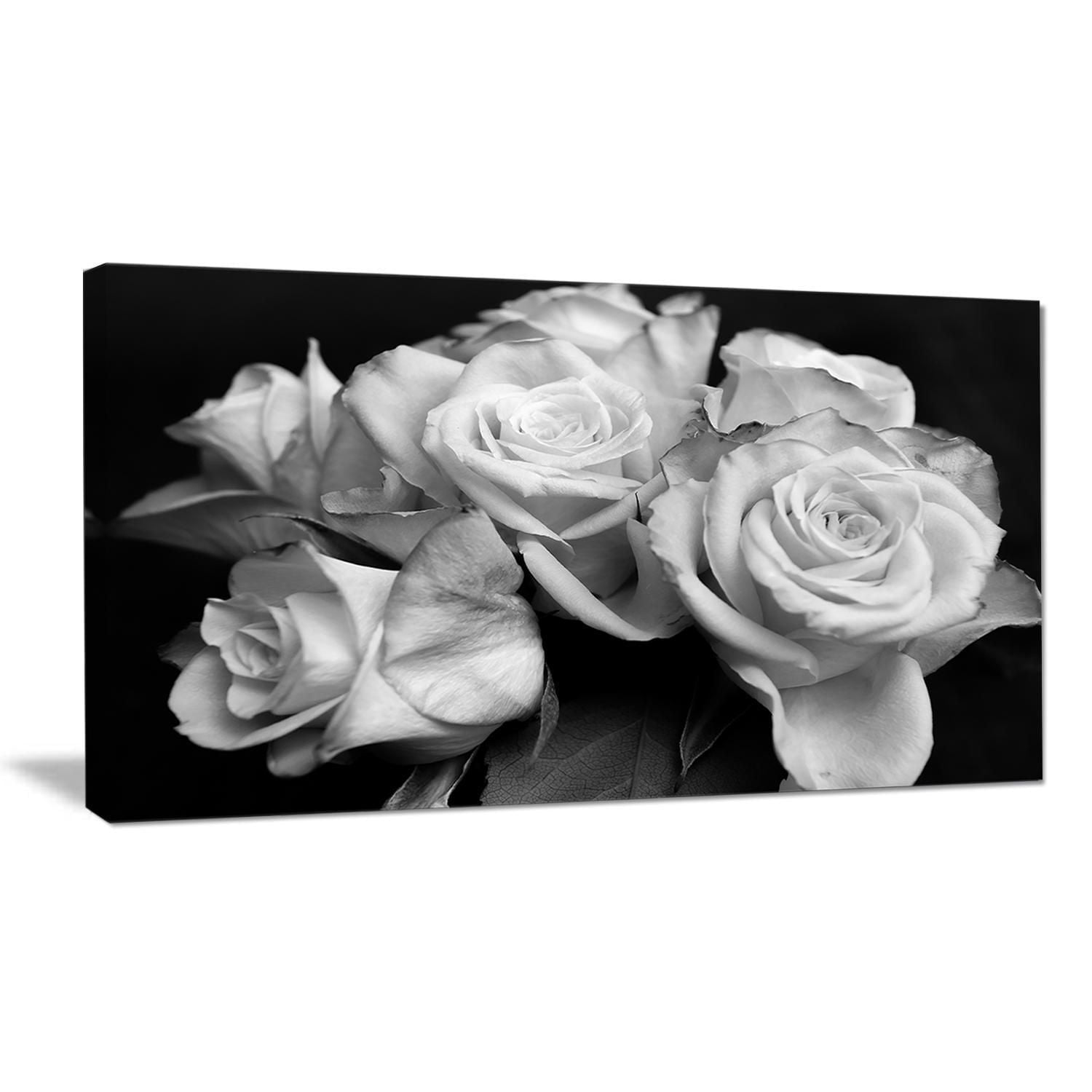 Tableau moderne imprimée sur toile Design Art rose en noir et blanc
