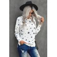 thumbnail image 4 of Women's White Round Neck Star Print Long Sleeve Top, 4 of 22