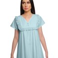 thumbnail image 4 of Moomaya Solid Short Sleeve Nightdress For Ladies Button Placket Nightwear, 4 of 6