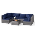 thumbnail image 2 of Costway 7PCS Patio Rattan Furniture Set Sectional Sofa Cushioned Garden Navy, 2 of 10