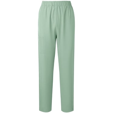 Pisexur Scrub Pants for Women Solid Color Elastic Waist Nursing Jogger Scrubs for Women Casual Baggy Yoga Pants Straight Leg Work Pants with Pocket