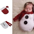 thumbnail image 3 of Newborn Baby Stretch Snowman Wrap Photo Props swaddle Infant Photography Props Knitting Sleeping Bag, 3 of 9