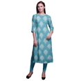thumbnail image 1 of Bimba Robe Kurti Longue Imprimée Tunique Droite Manches 3/4 Robes pour Femmes Haut, 1 of 6