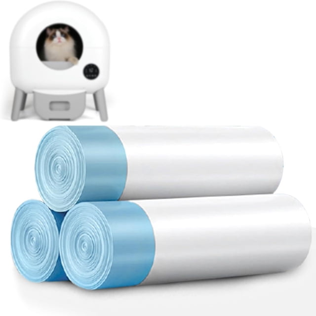 HUASHENG 60 Count Self Cleaning Cat Litter Box Waste Bags Cat Litter Bags For All Automatic Cat Litter Box 24.6 X 15.7"