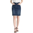 thumbnail image 1 of Unique Bargains Jupe en Denim pour Femme à Ourlet Usé et Déchiré, Bleu Foncé, L, 1 of 6