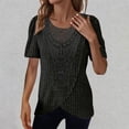 thumbnail image 2 of Posijego Tunique en Tricot pour Femmes Hauts Amples à Col Rond Manches Courtes Pull Léger, 2 of 7