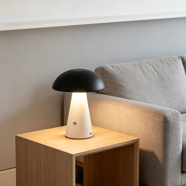 Birdeem Lampe de Table Champignon Rechargeable, Lampe de Chevet à DEL à Intensité Réglable, Veilleuse d'Ambiance Sans Fil, Lampe de Bureau à Commande Tactile pour Salon, Chambre et Chambre de Bébé