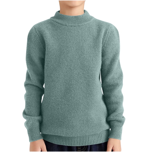 Posijego 4-18 Years Girls Boys Sweaters Crew Neck Solid Color Long Sleeve Knit Pullover Tops Fall Winter Clothes