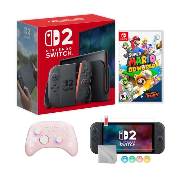 Nintendo Switch 2 Console 256GB 7.9-Inch 1080P HDR Touch Screen, Joy-Con 2 with Mouse Sensor, Dock, with Super Mario 3D World + Bowser's Fury And Mytrix Wireless Pro Controller & Accessories