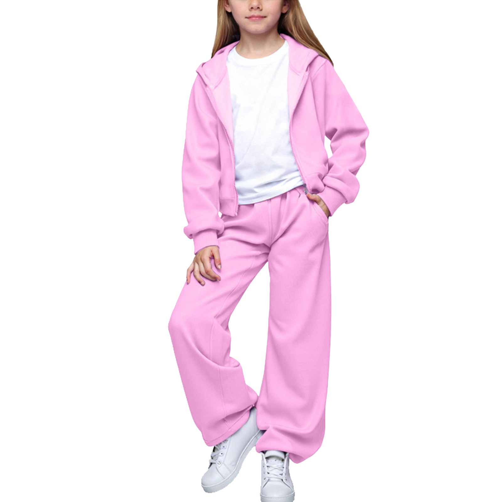 LIJCC Girls Boys Sweatsuit Solid Color Short Sleeved T Shirt Long