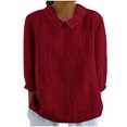thumbnail image 2 of AherBiu Chemises en Lin pour Femmes Manches 3/4 Col à Revers Style Rétro Hauts Décontractés Amples Mode Automne 2024 Blouses, 2 of 5