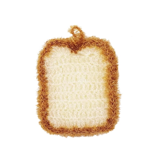 Dishwasher Cute Crochet Scrubbies Safe Reusable Non Scratch Double Layered Scrubber For Kitchen And Household Cleaning 5.5 By 4.3 Inches Beige