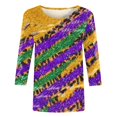 thumbnail image 4 of Penkiiy 2024 Blouse Mardi Gras Tops pour Femmes T-Shirt Quotidien Manches 3/4 Blouse Imprimé Masque Haut Carnaval Col Rond Chemise Décontractée L Multicolore, 4 of 5