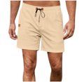 thumbnail image 2 of EOYWHK Mens Workout Shorts Cotton Linen Athletic Gym Shorts Elastic Waist Drawstring with Pockets, 2 of 7