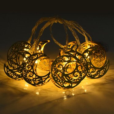 Muslim Middle Eastern Eid al-Fitr LED light string iron moon castle star palace Ramadan Festival light string 1.65 meters 10 lights - battery type (Ramadan D type)