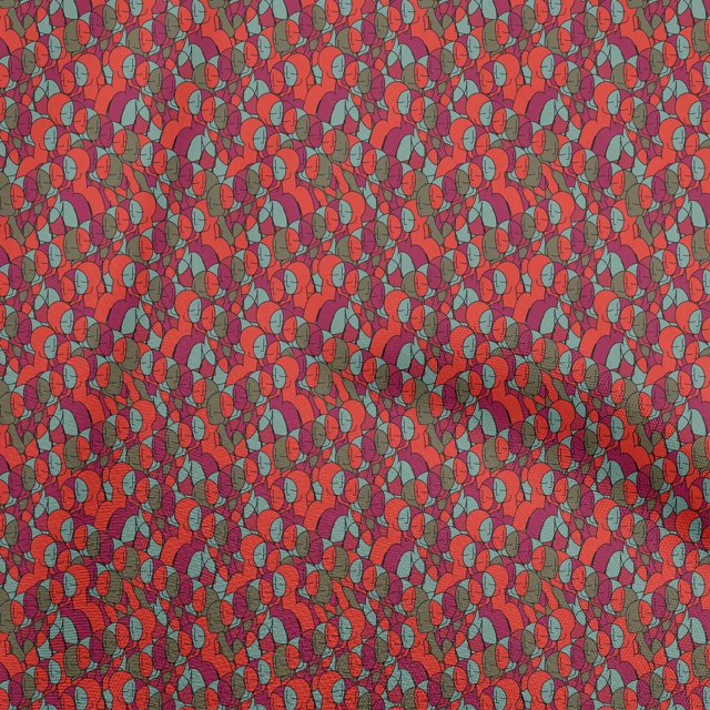 oneOone Jersey en Viscose Tissu Rouge Abstractions Matière de Robe Tissu Imprimé Tissu au Mètre 60 Pouces de Large