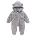 thumbnail image 1 of AherBiu Baby Girls Clothes Newborn Jumpsuits Hooded Fleece Zip up Infant Rompers Fall Winter Fuzzy Solid Color Bodysuits, 1 of 6
