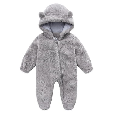 IROINID Discount Baby Bodysuit Long Sleeve Newborn Baby Fleece Footie Snowsuit Winter Bunting Onesies Cartoon Warm Hooded Romper Jumpsuit Outfits For Girls Boys,Gray