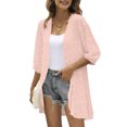thumbnail image 2 of (2-Pack) Kcodviy Women Casual Cardigan Three Women Fleece Cardigan Quarter Sleeve Open Front Fall Sweaters for Women Plus Size Lightweight Dots Cardigan Draped Kimono Women Ruffles Cardigan, 2 of 7