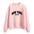 thumbnail image 1 of HNMKIU Women's Tops Autumn Winter O Neck Solid Color Printed Long Sleeve Pullover Sweatshirt, 1 of 4