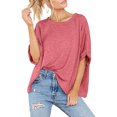 thumbnail image 4 of Plebaso T-Shirts Surdimensionnés pour Femmes Manches Courtes Col Rond T-Shirts d'Été Décontractés Amples Blouses 2025, 4 of 7