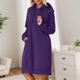 thumbnail image 4 of Longs Chandails à Capuchon pour Femmes 2025 Manches Longues Ourlet Fendu Robe à Capuchon Unie avec Poches Chandail à Capuchon pour Femmes, 4 of 7