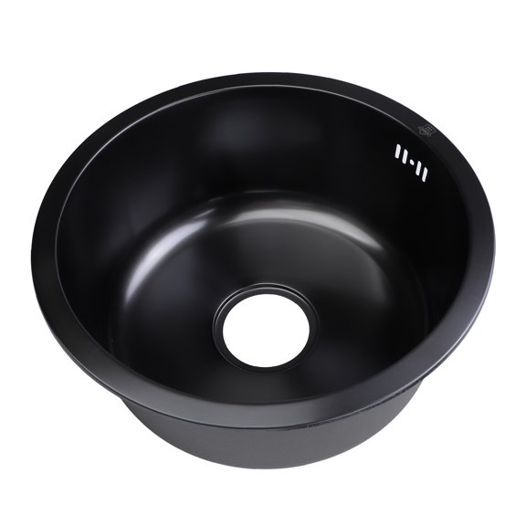 304 Stainless Steel Round Bar Sink, Single Bowl Classic Kitchen Sink 16.5x7.1in Undermount Swirl Finish, Sink Strainer and Garbage Basket