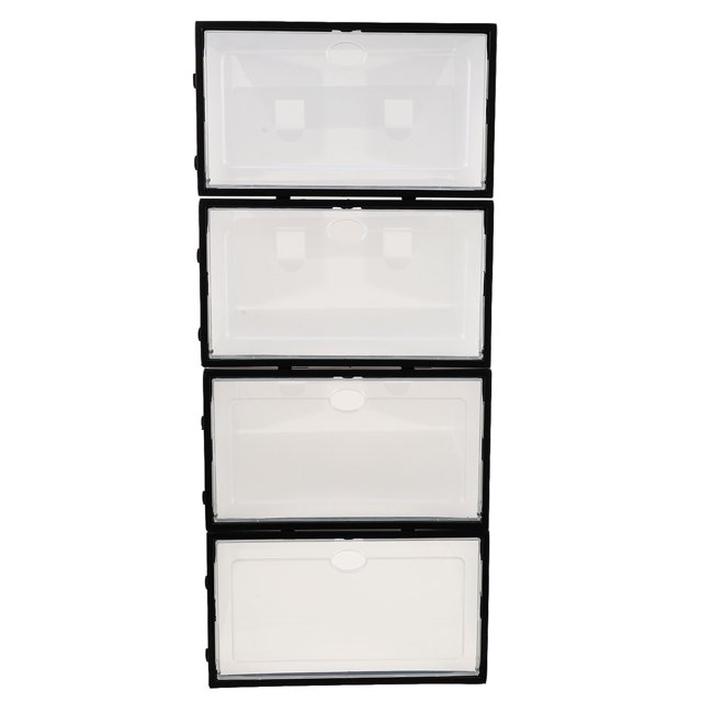 FRCOLOR Plastic Shoeboxes 4Pcs Thicken Transparent Plastic Shoebox Multifunctional Waterproof Storage Box,12.4"X8.86"X4.92"