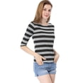 thumbnail image 2 of INSPIRE CHIC T-Shirt Décontracté Imprimé pour Femmes à Manches au Coude et Col Rond, 2 of 7