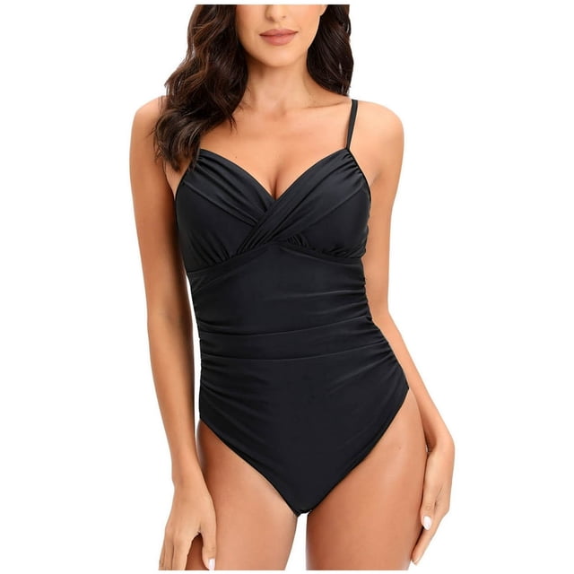 Maillots de Bain une Pièce pour Femmes Monokini Torsadé Contrôle du Ventre