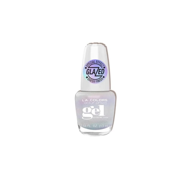 Glazed Gel Polish by L.A. COLORS, a 13 ml bottle of high-shine gel nail polish with a chip-resistant formula and unique color-shifting glazed opal finish, suitable for adding glamour to nails.