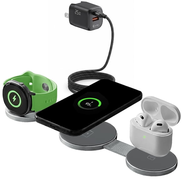 OXAA 3-in-1 Foldable Magnetic Wireless Charging Pad for Samsung Galaxy Devices, Qi2 Certified, 15W Fast Charging for Galaxy Phone, Watch & Buds, Includes 25W Adapter
