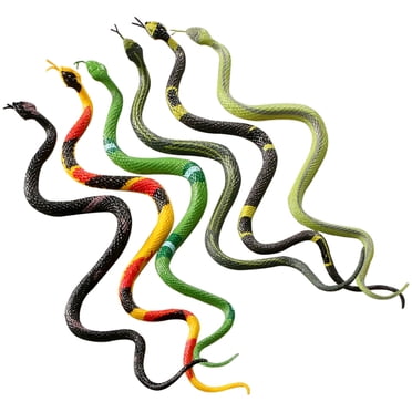 Snake Toy Realistic Colorful 6PCS Rainforest Snake Rubber Snake Toy Prank Prop